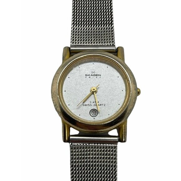 Skagen Women\'s Watch Gold Case w/ Stainless Steel Mesh Band Date Indicator